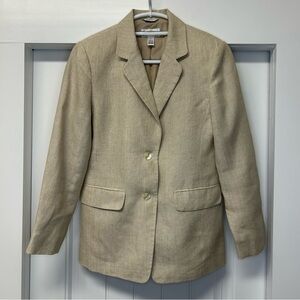 Talbots Irish Linen Blazer Flax Colored Office Core Preppy Career Size 2 Petite